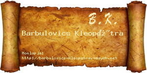 Barbulovics Kleopátra névjegykártya